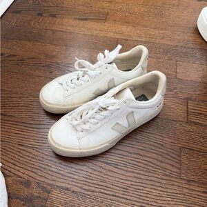Veja Cream and Gray Casual Sneakers